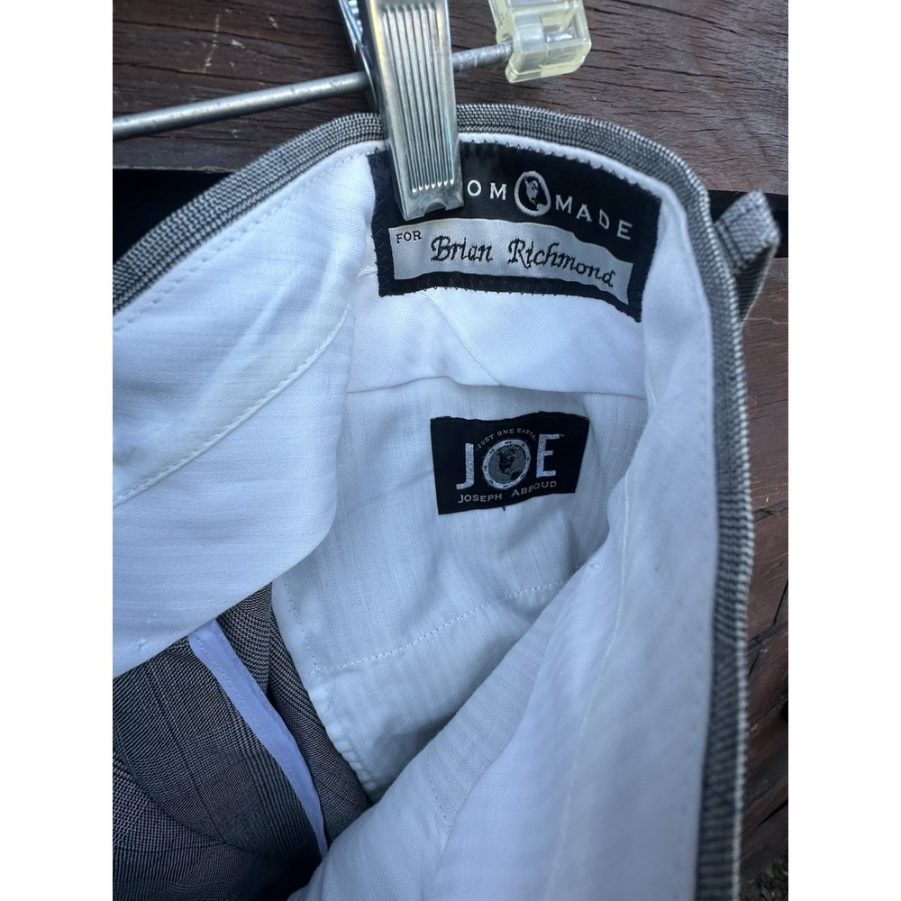 joe joseph abboud 3 Piece Suit Gray Plaid 44L Blazer 40R Pants Plus Vest - Picture 6 of 6